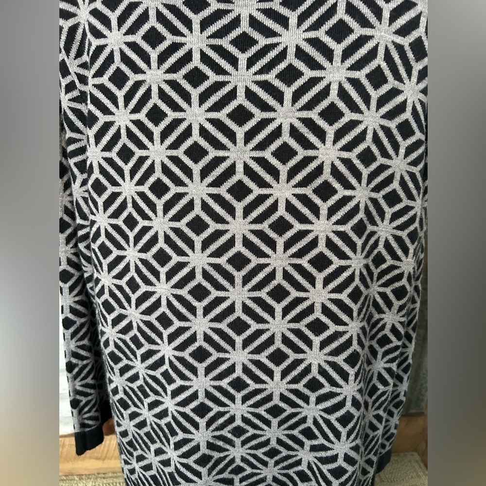 John Paul Richard Knit Cardigan Coat Black White Geometric Long Sleeve Sweater-L - Picture 5 of 9